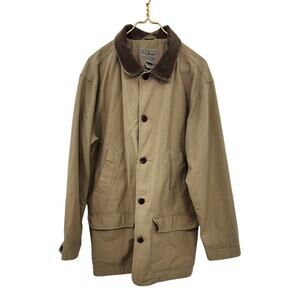 Men's‎ L.L. Bean Chore Barn Field Coat Brown Tan Size Medium Tall Corduroy Trim